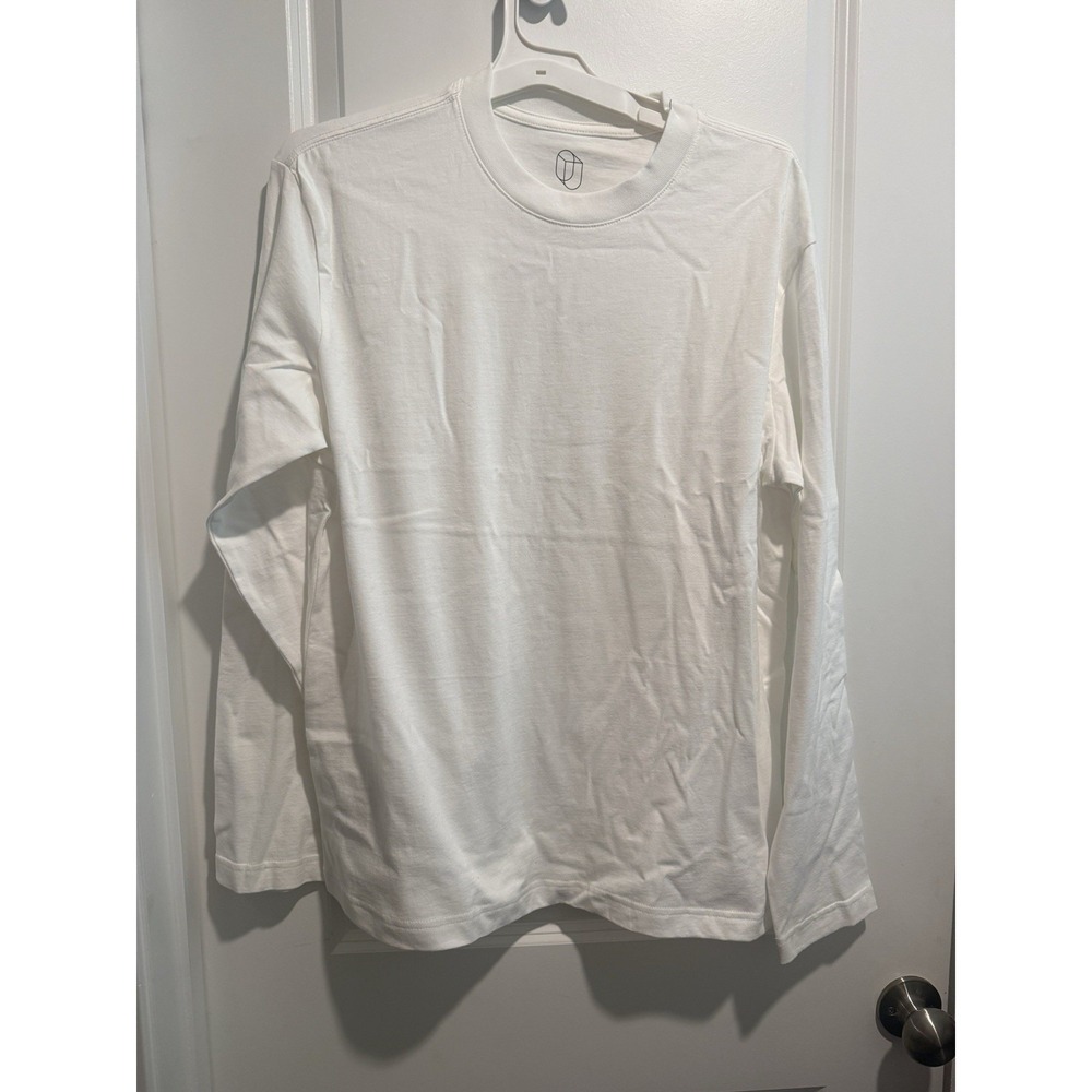 Men's Long Sleeve T-Shirt Original Use White M: Cotton Crew Neck, Jersey Fabric